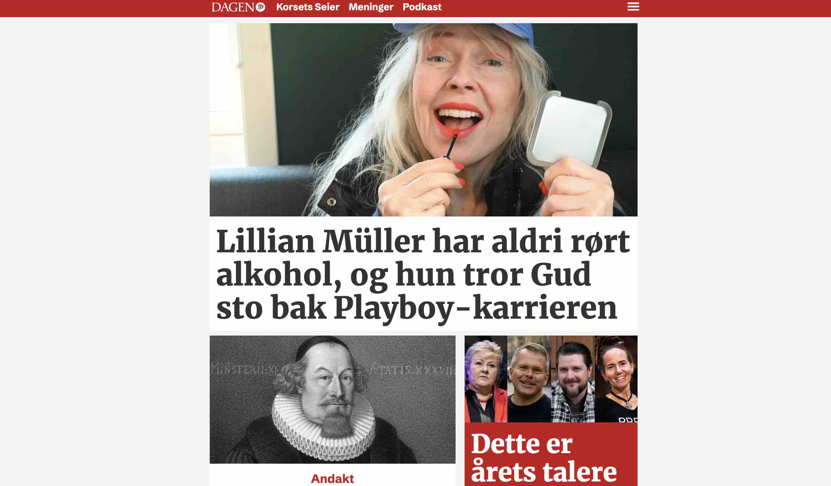 Gladsak i avisen Dagen om Playboy-modellens liv med Gud